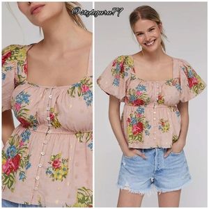 NWT, Anthropologie, Rosette Babydoll Blouse By LOVE THE LABEL
